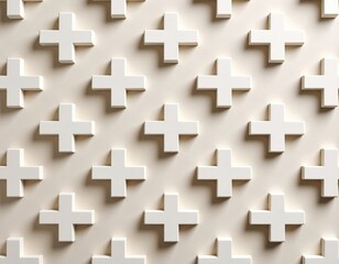 Obraz premium Abstract Geometric Plus Sign Pattern on Light Beige Background