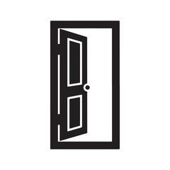 Open door with keyhole on white and black backgrounds simple entrance illustration