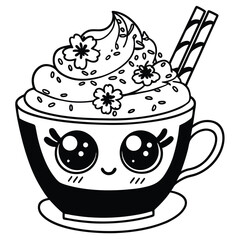 Japanese Anime-Inspired Matcha Latte Adobe Illustrator Artwork