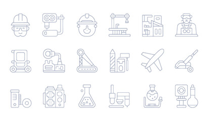 Industrial Engineering and Manufacturing Concepts Abstract Outline Icons	