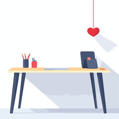 Empty Office Desk with Supplies