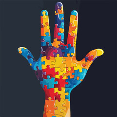 Autism awareness hand banner design