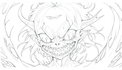 Fototapeta premium Detailed line drawing of a menacing creature.