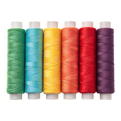 Colorful Sewing Threads Isolated on White Background