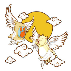 A cat angel and his food