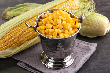 Canned sweet young corn grain