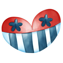 Patriotic Heart with Navy Stripes and Red Top with Stars