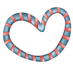 Patriotic striped heart in curved outline