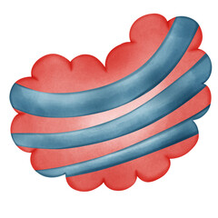 Puffy Red Heart with Flowing Blue Curved Stripes