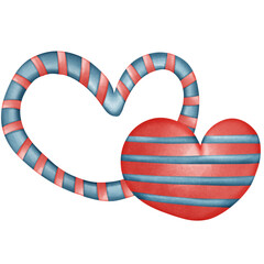 Wrapped Patriotic Double Hearts with Blue and Red Stripes