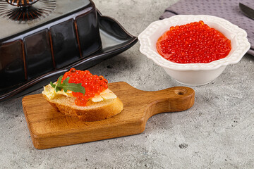 Luxury toast with red caviar