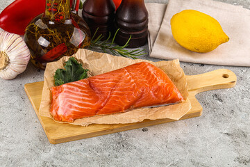 Piece of cut salmon fillet