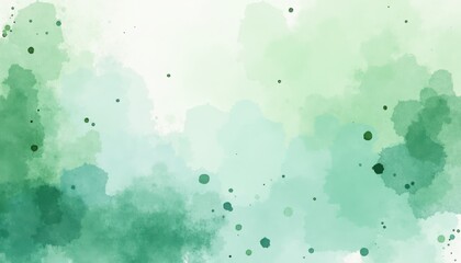 Abstract green watercolor background with paint splatters