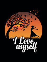 Sunset Silhouette – I Love Myself Inspirational T-Shirt Design