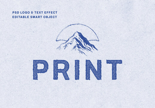 Retro Stamped Print Logo & Text Effect Template