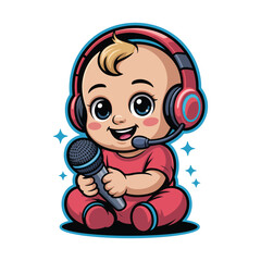 little girl with headphones