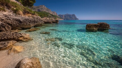 Crystal clear turquoise water beach landscape