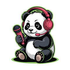 panda with a microphone