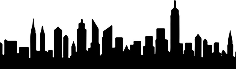 City Skyline, Urban Silhouette, Cityscape Art, 