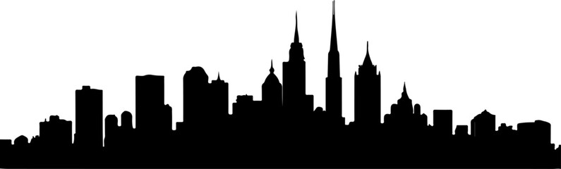City Skyline, Urban Silhouette, Cityscape Art, 