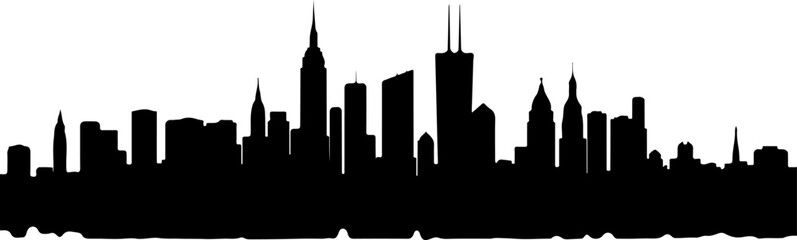 Obraz premium City Skyline, Urban Silhouette, Cityscape Art, 