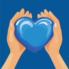 Young Women Holding Blue Heart Image