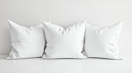 Blank decorative pillows isolated on white, showing fullness and perfect symmetry