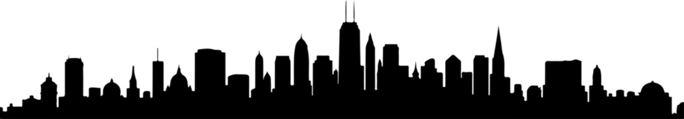 Obraz premium City Skyline, Urban Silhouette, Cityscape Art, 