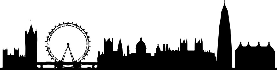 Obraz premium City Skyline, Urban Silhouette, Cityscape Art, 