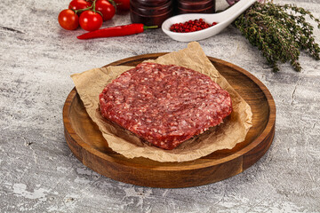 Raw beef burger cutlet for grill