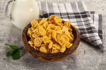 Corn flakes with milk for breakfast