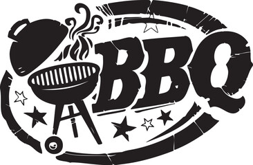 Vector art of vintage barbecue grill with smoke isolated on white background