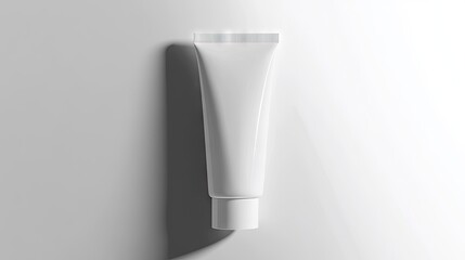 Cosmetic tube with no branding placed on white background with soft shadows, perfect for advertising templates