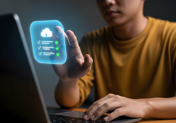 High-Resolution Digital Interface with Augmented Reality Overlays for Cloud Data Management and User Interaction