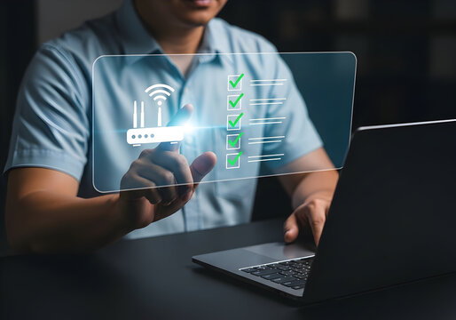 Futuristic Digital Interface with Network Connectivity and Data Visualization for High-Tech Environments