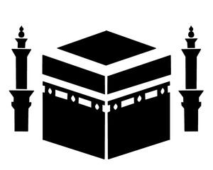 Kaaba silhouette, religious icon isolated on white background
