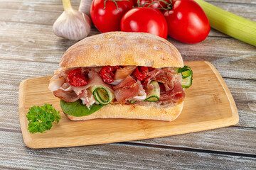 Ciabatta with cured parma and tomato