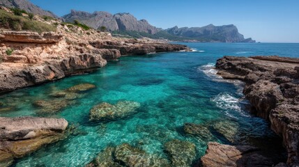 Fototapeta premium Coastal rocks turquoise water view