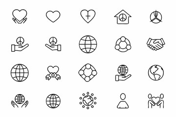 Fototapeta premium A graceful single-line collection capturing world unity and connection — perfect for humanitarian causes, diversity campaigns, and nonprofit use.