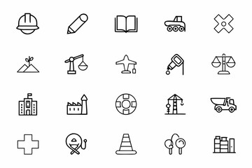 A minimalist bundle highlighting essential societal sectors in a harmonious continuous-line style &mdash; ideal for government, editorial, and infographic designs.