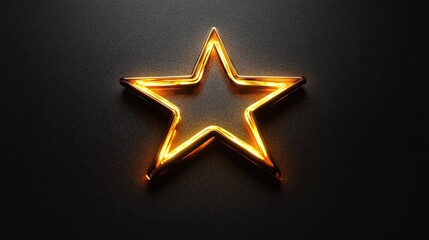 Glowing golden star in neon style, centered on a matte black background, perfect for celebration or holiday themes