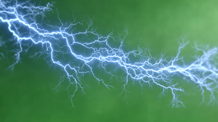 Fototapeta premium A striking image of a blue lightning bolt against a green backdrop, capturing the power of nature in a dramatic display.