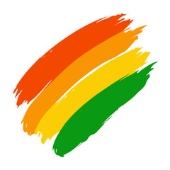 Abstract colorful brush strokes in orange yellow and green on white background