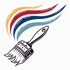 Paintbrush strokes in red blue yellow and teal creating a colorful artistic design