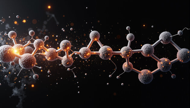 s a molecular model of a peptide molecule on a black background