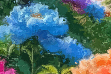 Various oil paintings, flowers, landscapes, birds, streams, figures, roses, peonies, geese, lakes