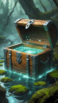 Rustic Treasure Box in Enchanted Forest Setting