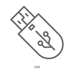 Usb Icon Line Style. Design Vector Illustration