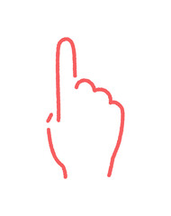 人差し指を立てるジェスチャー -  シンプルな手描きの指さし･タッチ･上方向のイメージイラスト