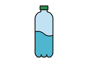 Half-full water bottle Vector Illustration, Half-full water bottle Icon